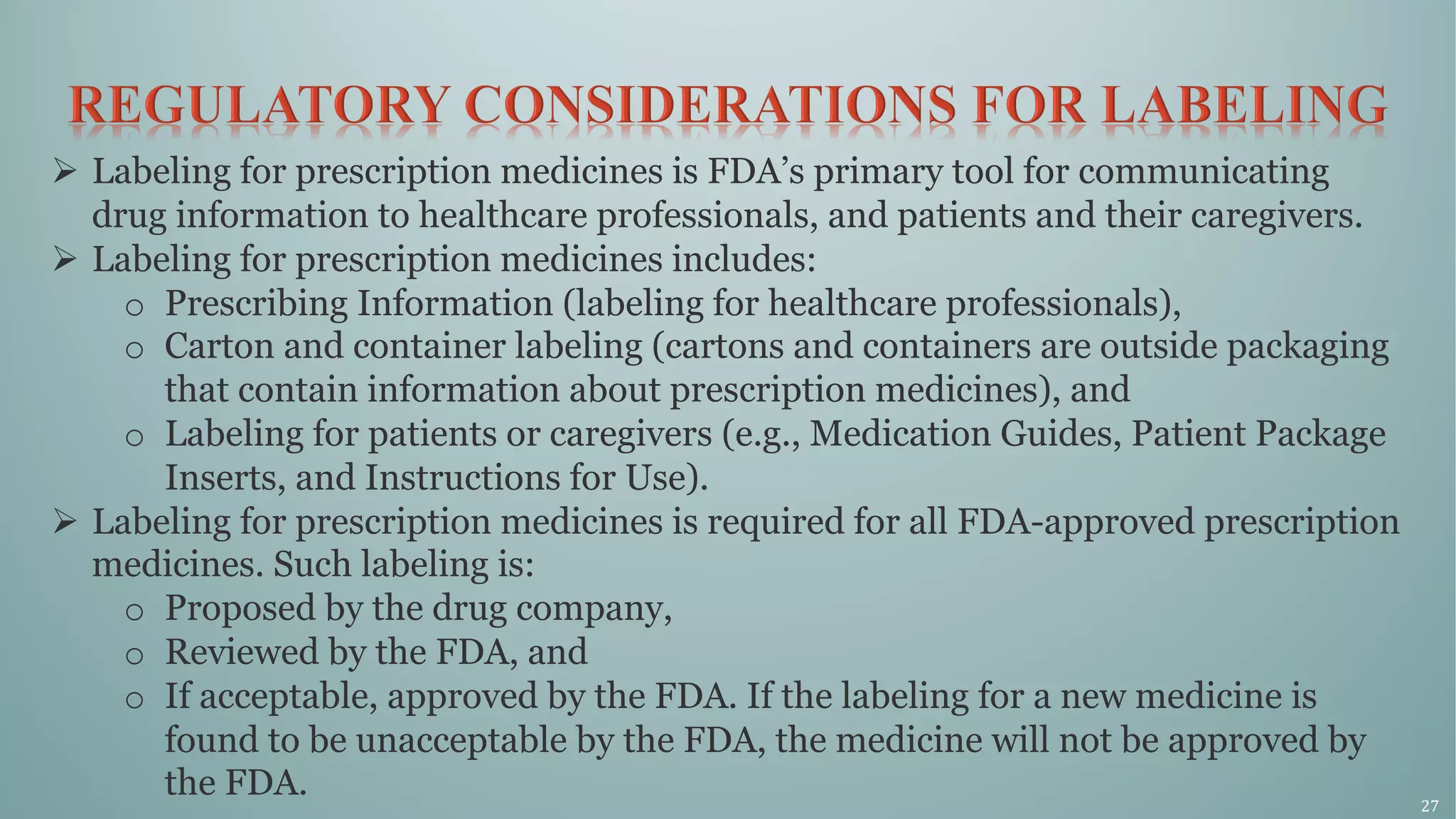 Changes to an approved NDA and ANDA Regulatory considerations for ...