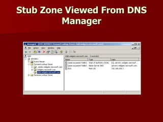 Stub Zone Viewed From DNS Manager 