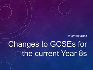 @jamesgurung

Changes to GCSEs for
the current Year 8s

 