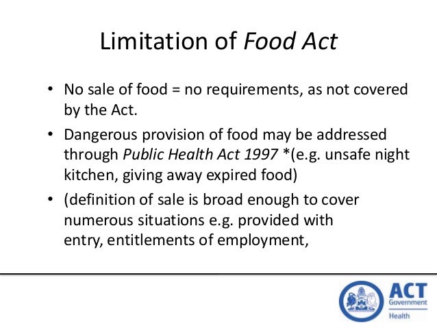 Changes to the Food Act 2001
