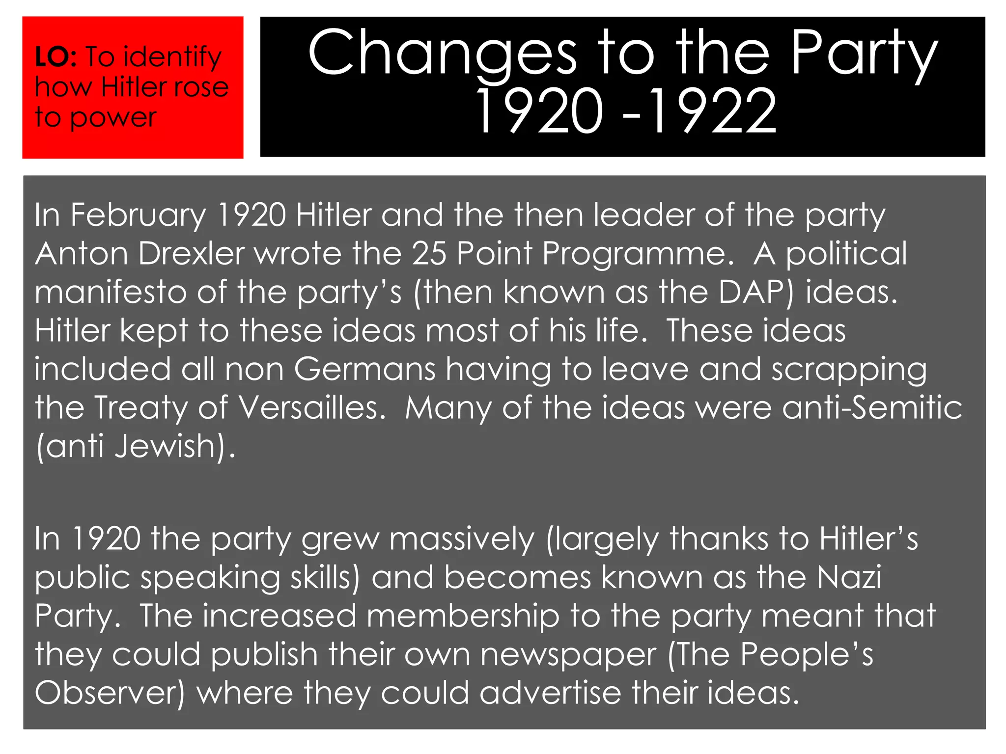 Changes to the Party 1920 to 1922 | PPTX