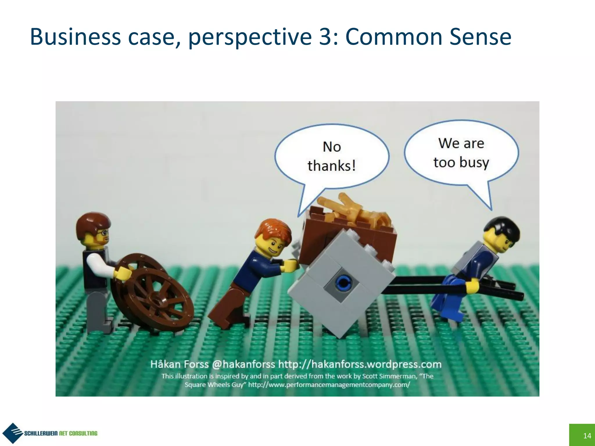 14
Business case, perspective 3: Common Sense
 