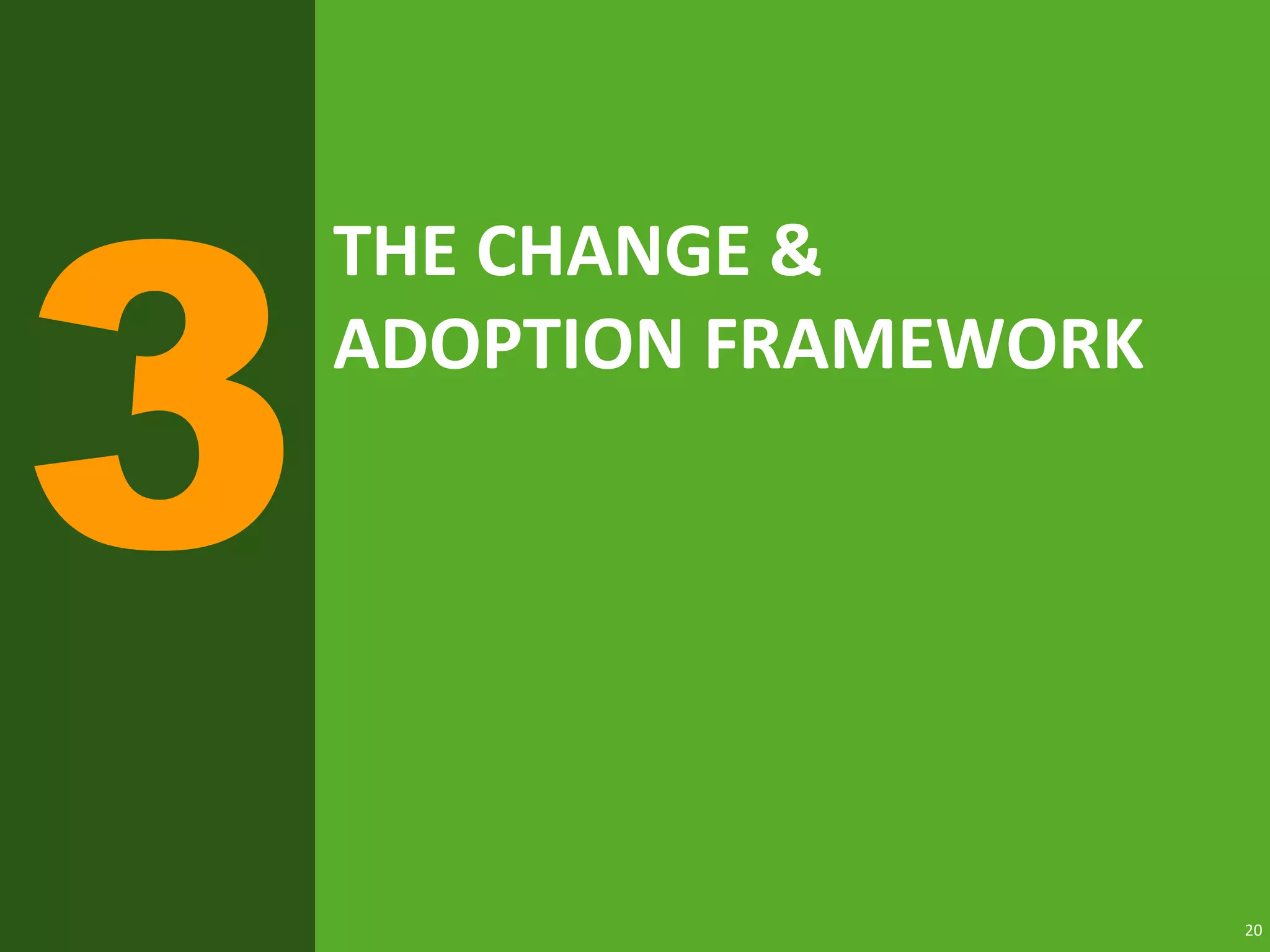 20
THE CHANGE &
ADOPTION FRAMEWORK
 