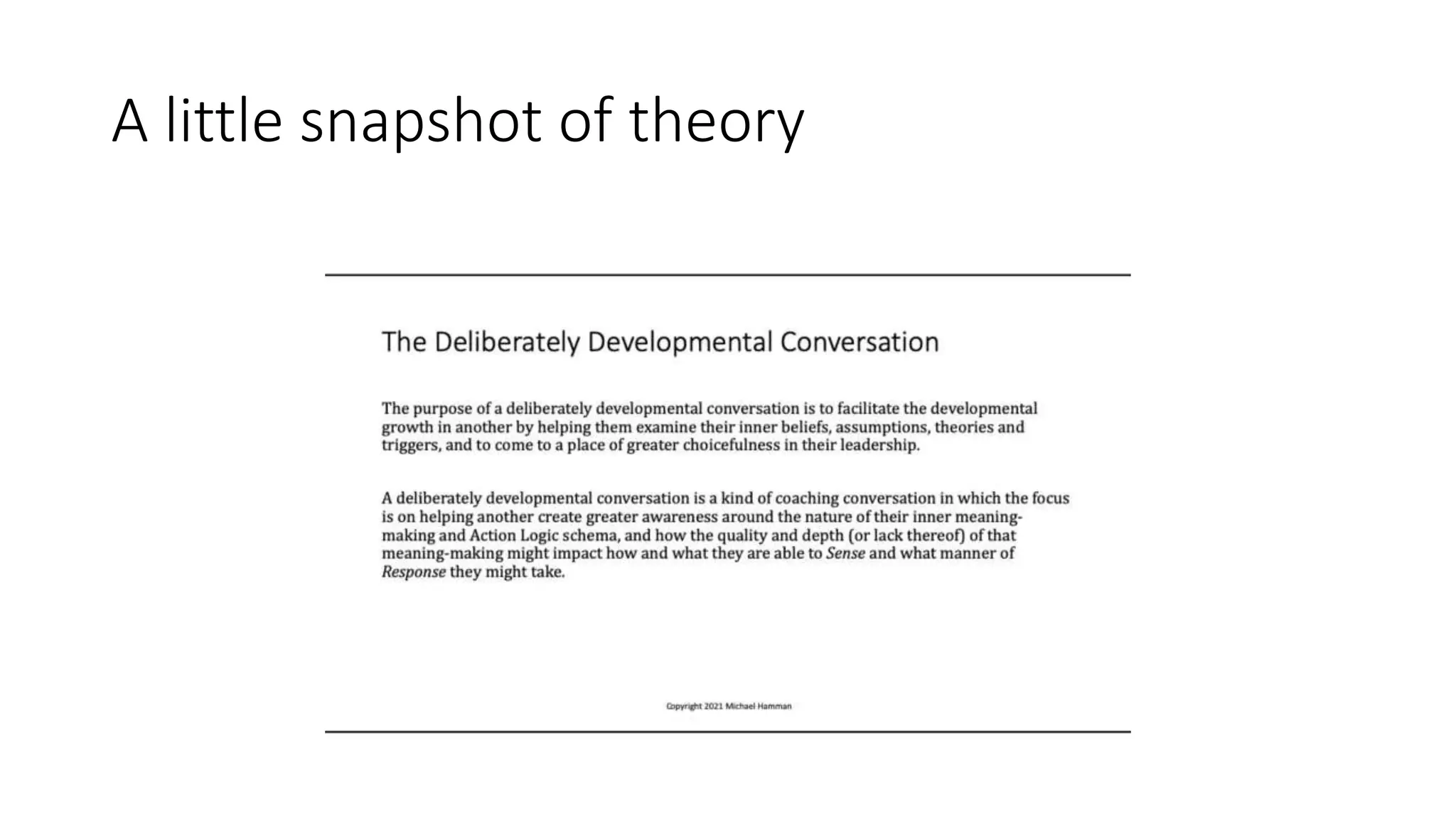 A little snapshot of theory
 