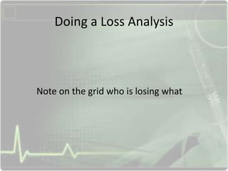 Doing a Loss Analysis
Note on the grid who is losing what
 