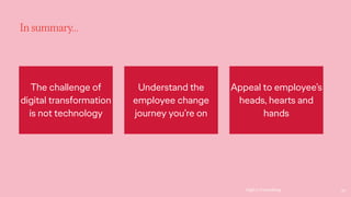 Ogilvy Consulting 20
In summary…
The challenge of
digital transformation
is not technology
Understand the
employee change
journey you’re on
Appeal to employee’s
heads, hearts and
hands
 