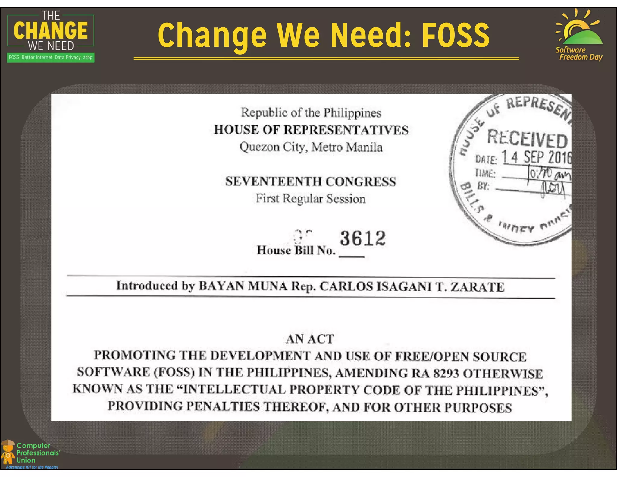 Change We Need: FOSS
Clear Cut Policy on Open Source