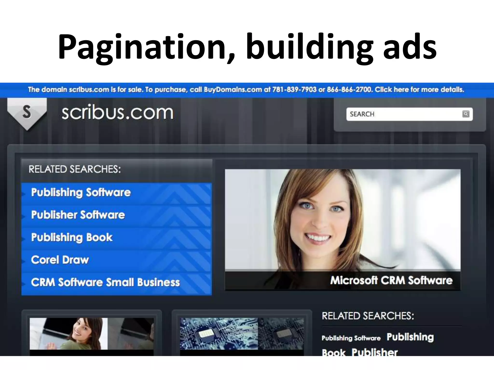 Pagination, building ads
 