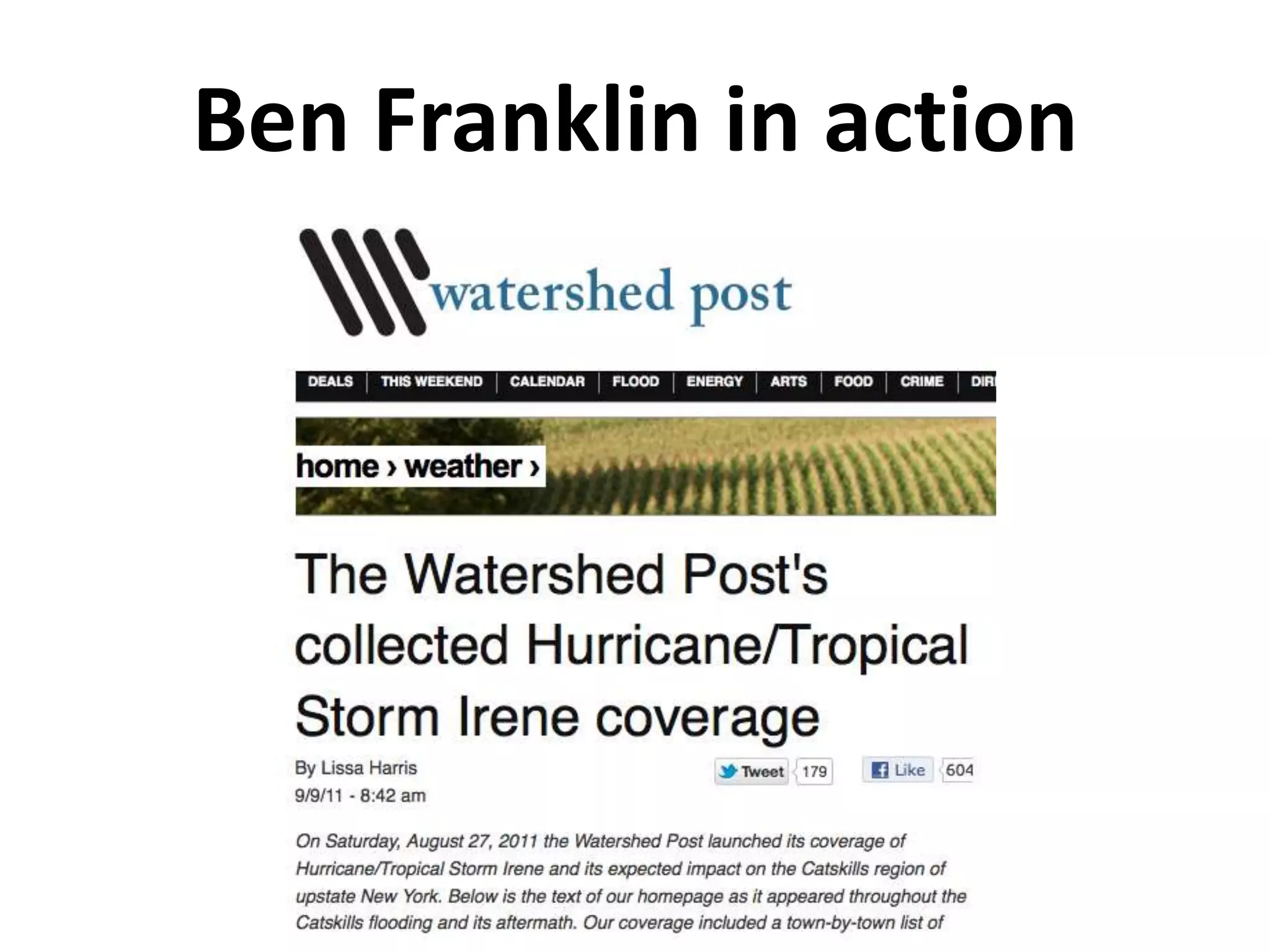 Ben Franklin in action
 