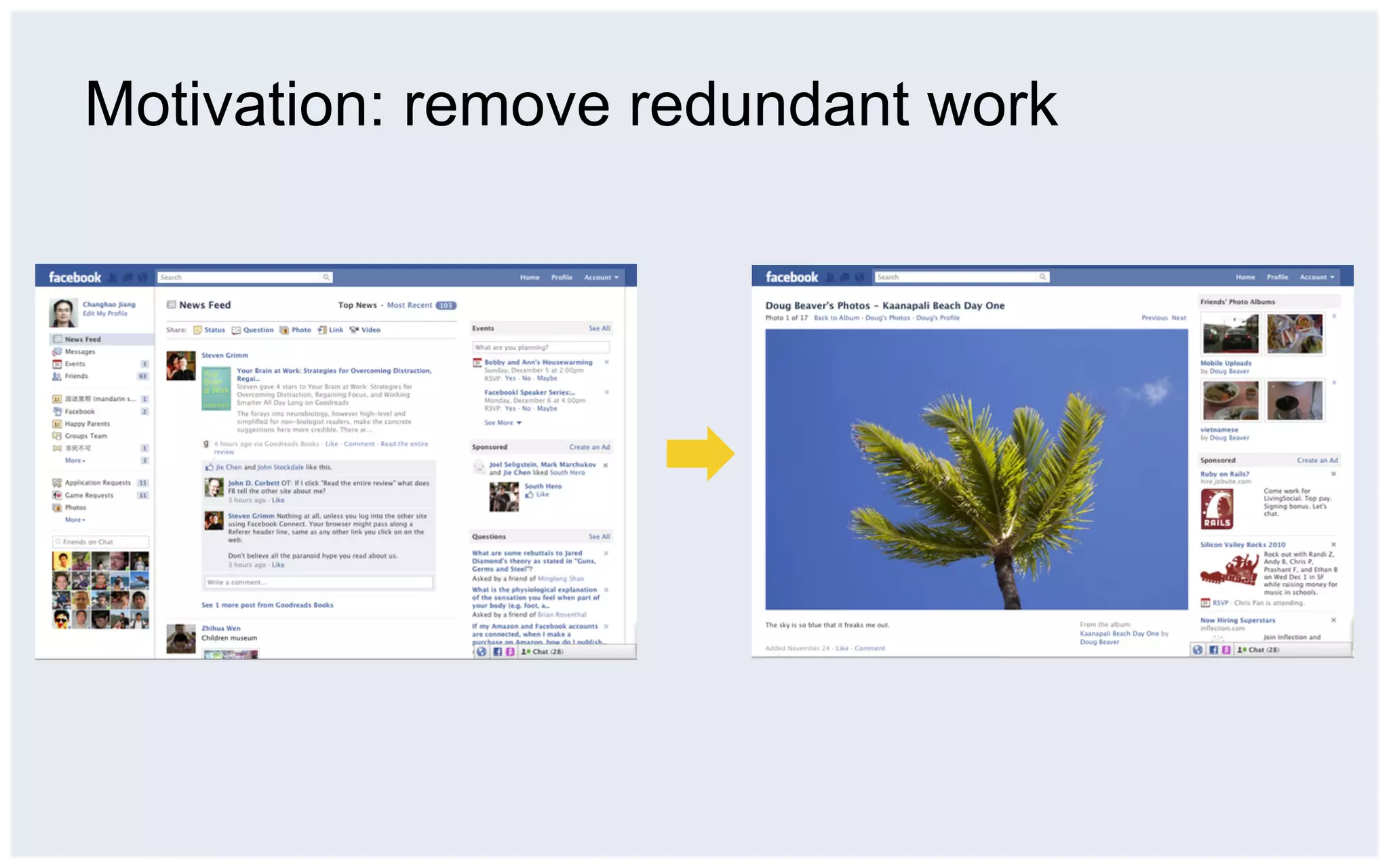 Motivation: remove redundant work
 