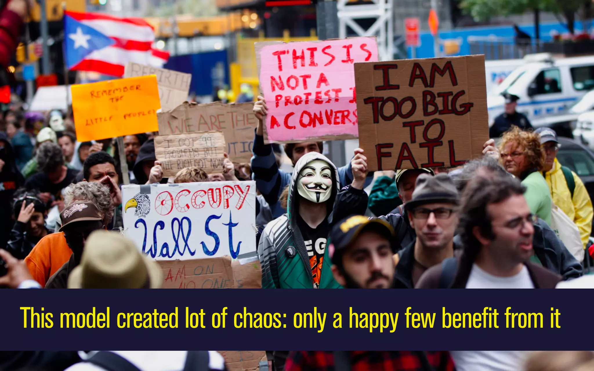 This model created lot of chaos: only a happy few benefit from it

 