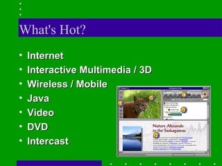 What's Hot? Internet Interactive Multimedia / 3D Wireless / Mobile Java Video DVD Intercast 