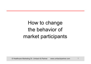 How to change
              the behavior of
             market participants



                                                                      1
© Healthcare Marketing Dr. Umbach & Partner   www.umbachpartner.com
 