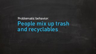 People mix up trash
and recyclables
Problematic behavior:
 