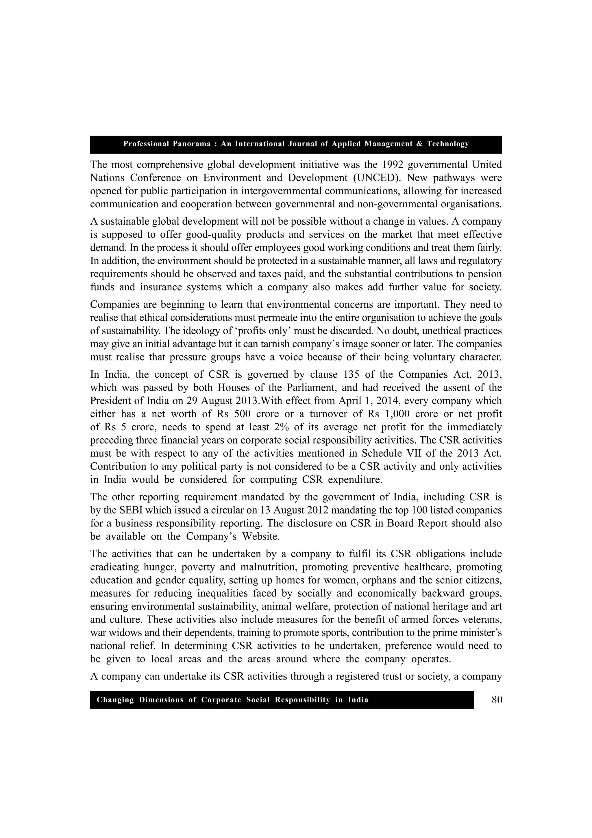 Changing dimensions of corporate social responsibility in india | PDF