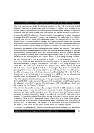 Changing dimensions of corporate social responsibility in india | PDF