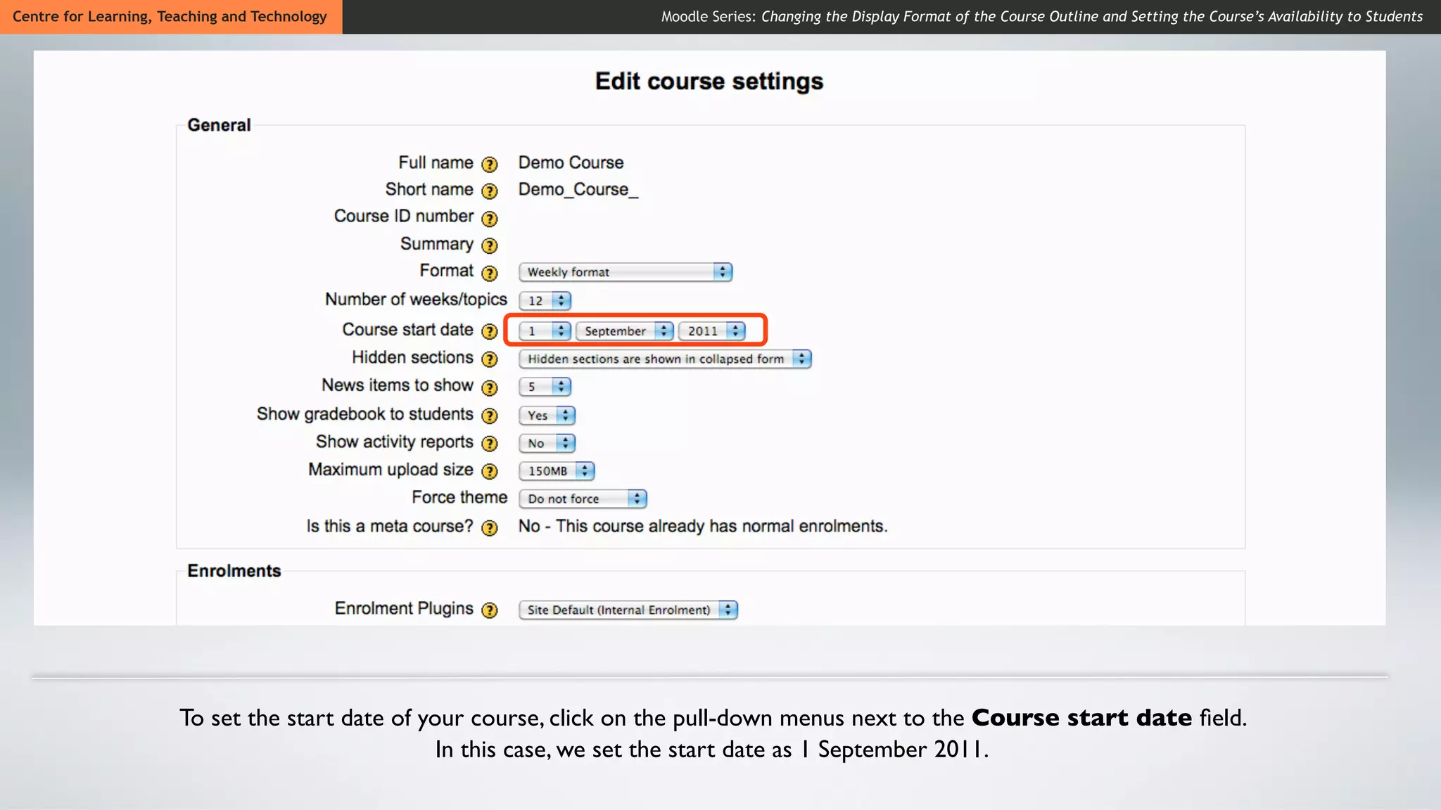 Changing display format of course outline and setting course ...