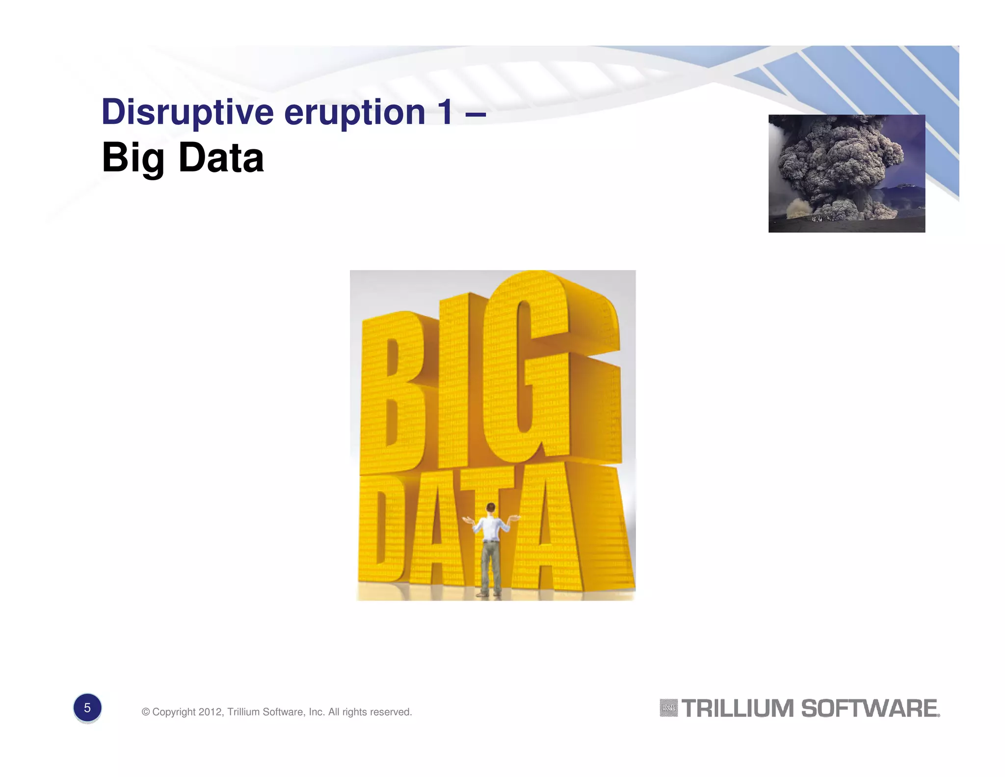 Disruptive eruption 1 –
Big Data
5 © Copyright 2012, Trillium Software, Inc. All rights reserved.
 