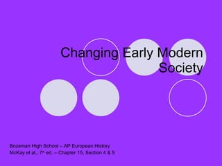 Changing Early Modern Society Bozeman High School – AP European History McKay et al., 7 th  ed. – Chapter 15, Section 4 & 5 