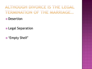  Desertion


 Legal   Separation

 ‘Empty   Shelf’
 