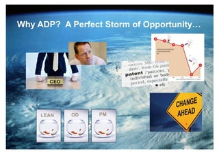Why ADP? A Perfect Storm of Opportunity…
LEAN OD PM
 