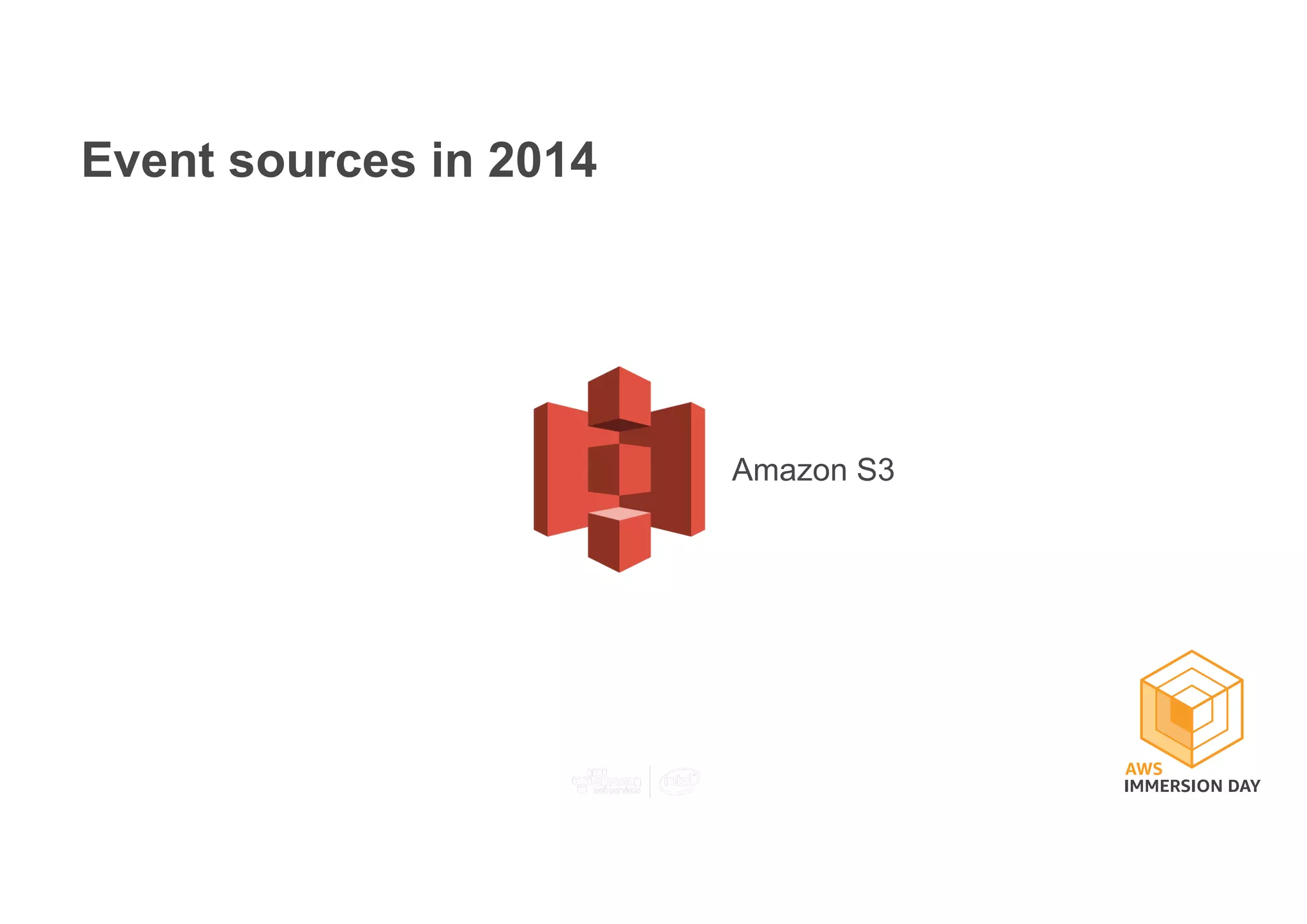 Amazon S3
Event sources in 2014
 