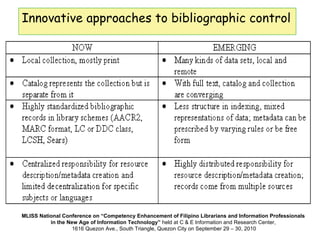 Innovative approaches to bibliographic control   