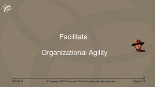 2020.02.24 © Copyright 2020 Concentric Circle Consulting. All rights reserved.
18
Version 1.0
Facilitate
Organizational Agility
 