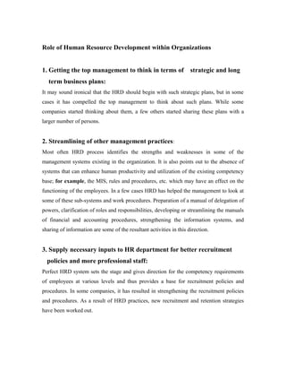 Hrd Contribution Examples Changing role of hrd within organisations | DOC