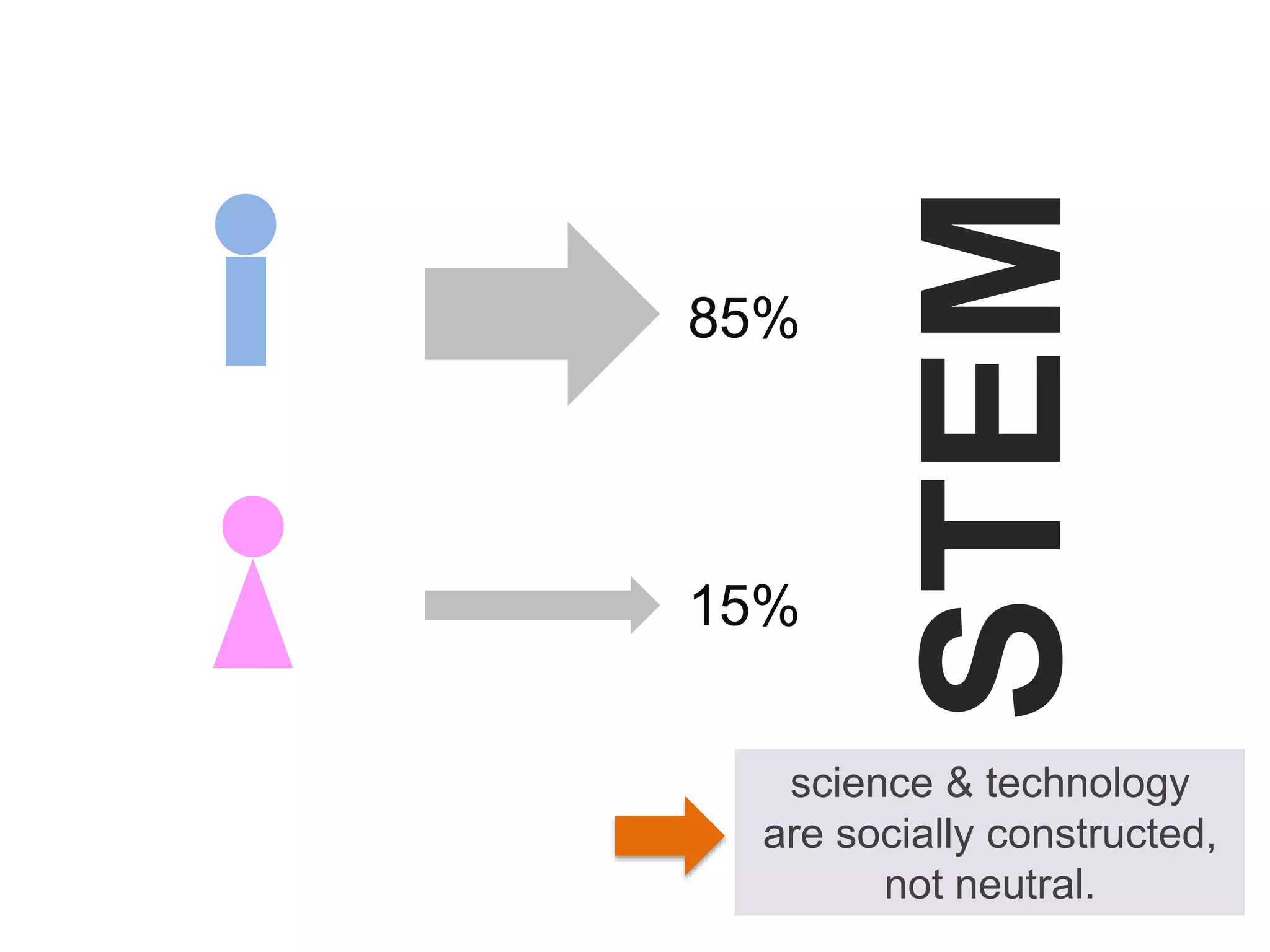 STEM
85%
15%
science & technology
are socially constructed,
not neutral.