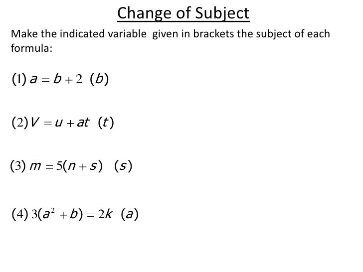 FCA GCSE changing the subject