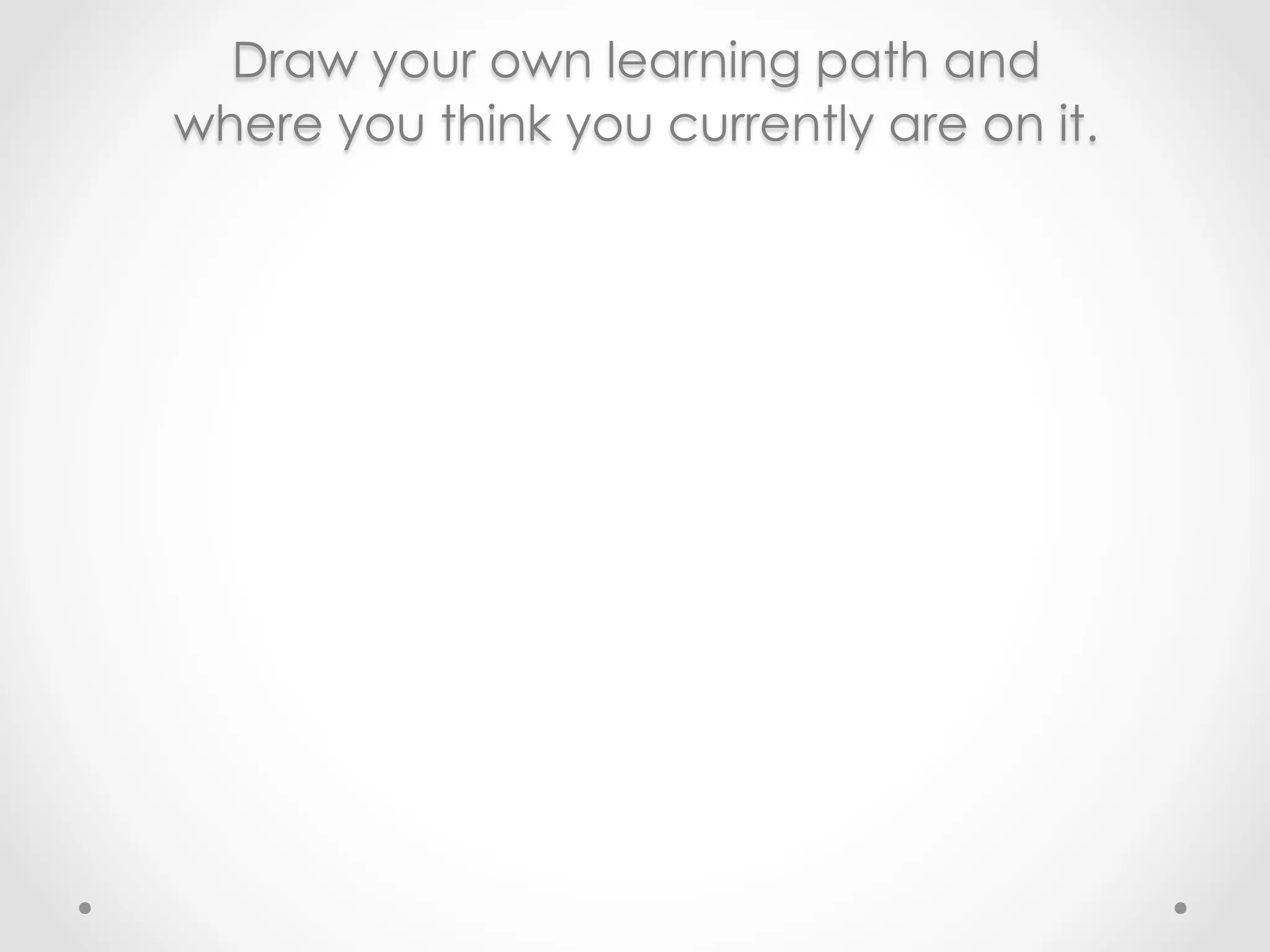 Draw your own learning path and
where you think you currently are on it.
 