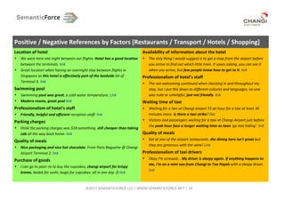 ©2017	SEMANTICFORCE	LLC	|	WWW.SEMANTICFORCE.NET	|	18
Positive	/	Negative	References	by	Factors	[Restaurants	/	Transport	/	...