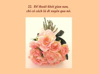 22.  Để thoát khỏi gian nan,  chỉ có cách là đi xuyên qua nó. 