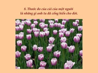 8. Thước đo của cải của một người  là những gì anh ta đã cống hiến cho đời. 