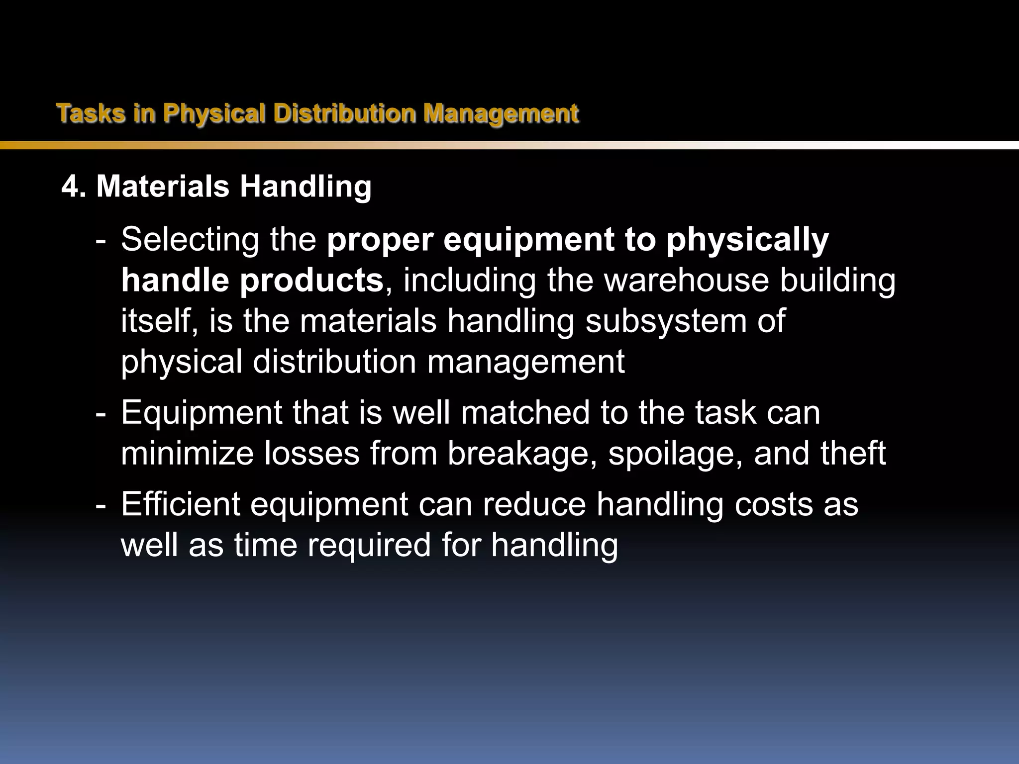 CHANNEL MANAGEMENT AND LEADERSHIP• Marketers have relationships with intermediaries in distribution channels.• Channel captain Dominant and controlling member of a marketing channel.CHANNEL CONFLICT• Horizontal conflict—disagreements among channel members at the same level, such as two competing discount stores.• Vertical conflict occurs among members at different levels of the channel.• The gray market—goods produced for overseas markets that re-enter the U.S. market and compete against domestic versions.ACHIEVING CHANNEL COOPERATION• Best achieved when all members of channel see themselves as equal components; channel captain should provide this leadership.