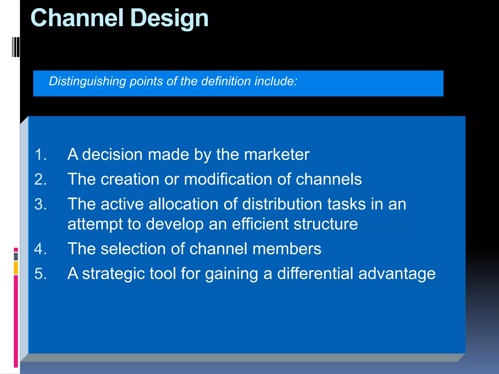 Effective physical distribution management requires careful attention to five interrelated activities:Order processingInventory controlInventory location and warehousingMaterials handlingTransportation
