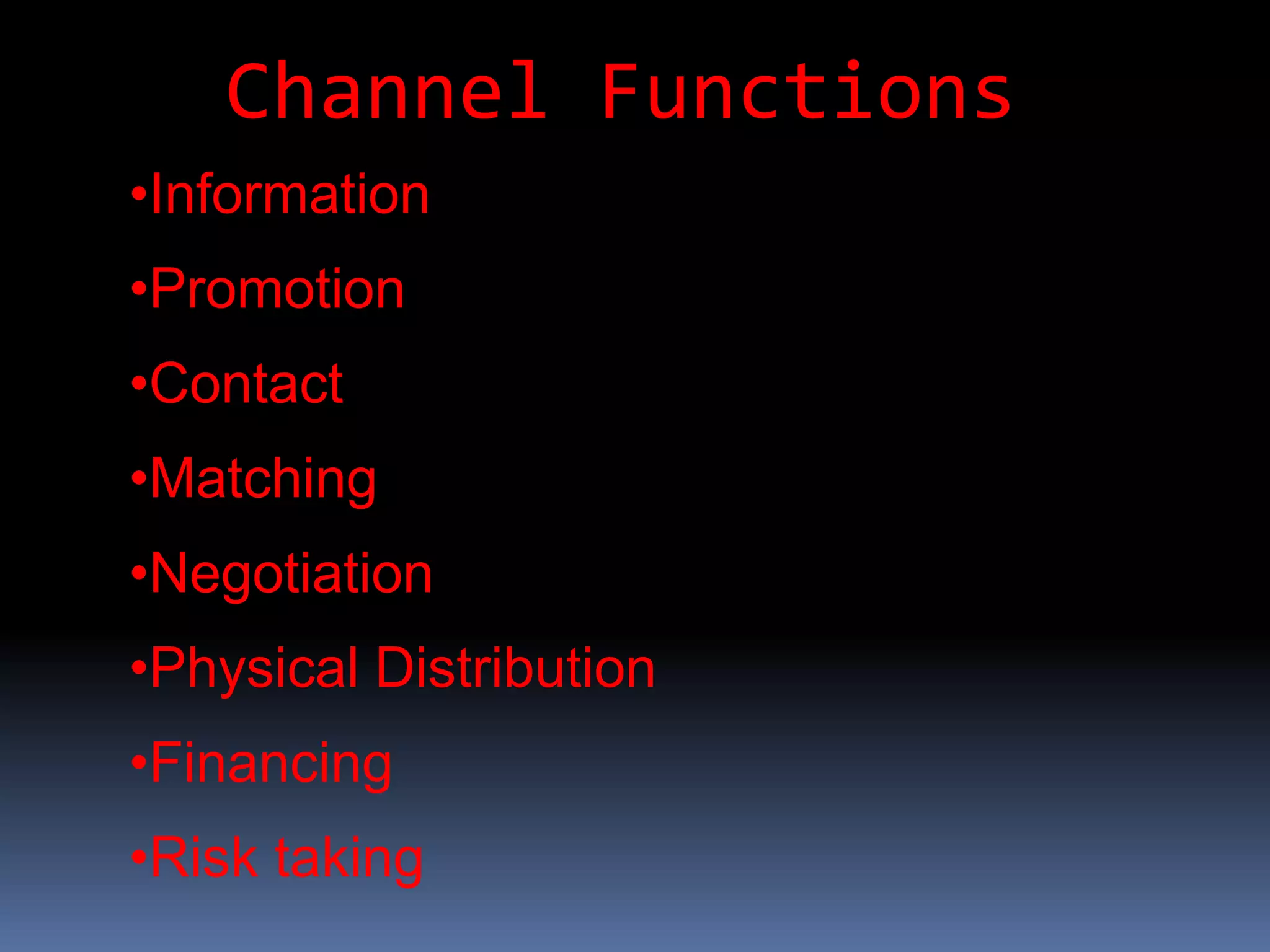 Channel FunctionsInformation