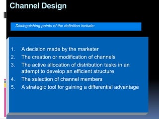 Effective physical distribution management requires careful attention to five interrelated activities:Order processingInventory controlInventory location and warehousingMaterials handlingTransportation