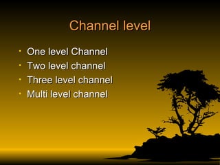 Channel level One level Channel Two level channel Three level channel Multi level channel  
