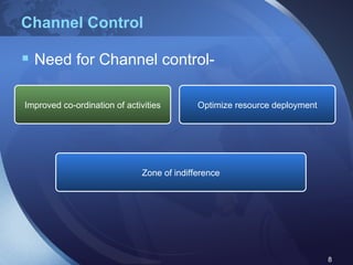 Channel Control Need for Channel control- Zone of indifference Optimize resource deployment Improved co-ordination of activities 