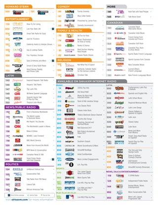 sirius satellite radio channel guide