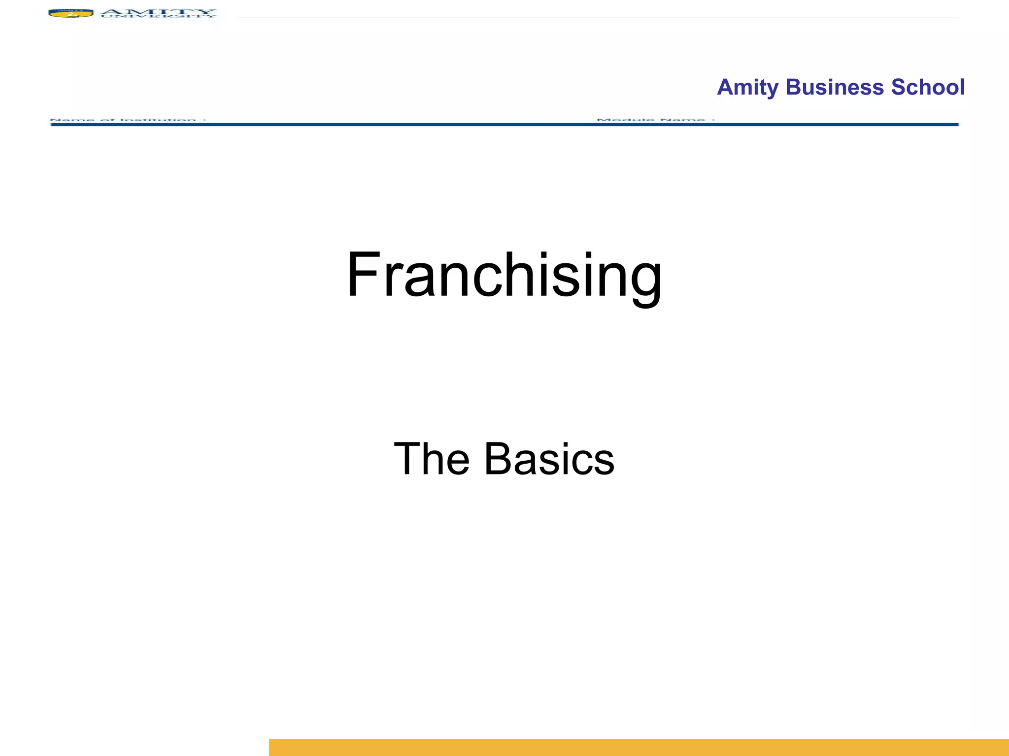 Franchising The Basics 