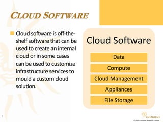 Infrastructure ServicesInfrastructure services provide building blocks that can be moulded to run different application servers, packaged applications, grids, etc., which can be used to host applications.