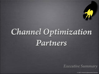 Channel Optimization
     Partners

            Executive Summary
                  © 2007 Channel optimization Partners
 