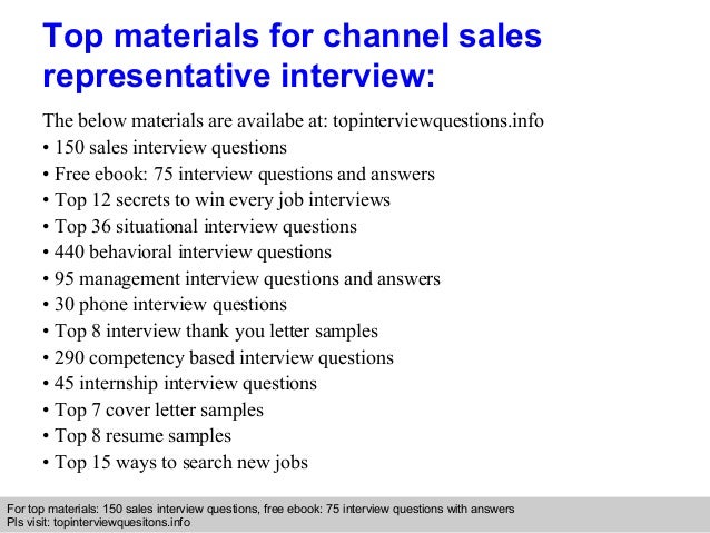 channel sales representative interview questions and answers