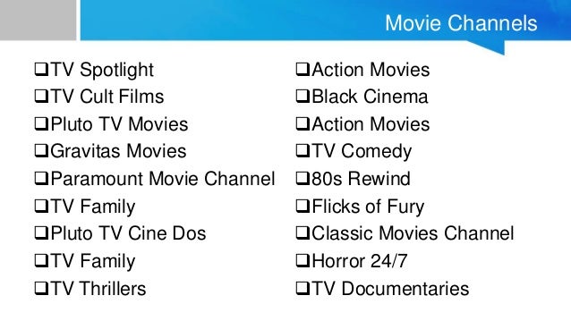 Channels available on pluto tv