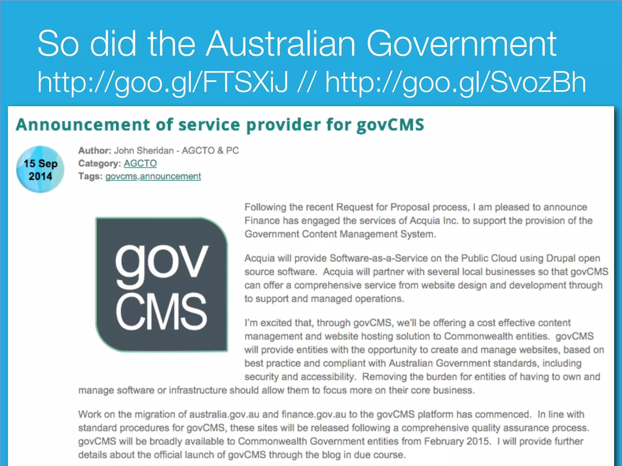 So did the Australian Government 
http://goo.gl/FTSXiJ // http://goo.gl/SvozBh 
 