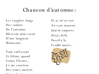 Chanson D Automne De Verlaine Chanson D Automne De Verlaine