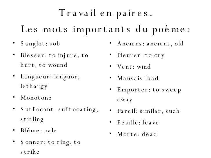 Chanson D Automne De Verlaine